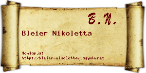 Bleier Nikoletta névjegykártya